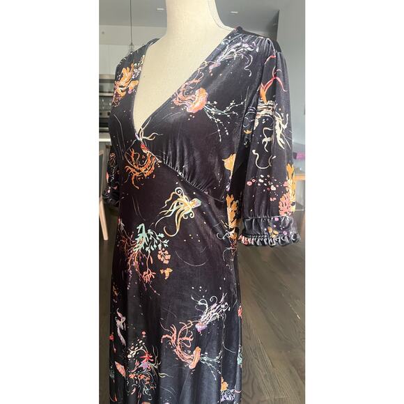 NWT ModCloth Can't Go Unnoticed Velvet Midi Puff Starfish Whimsigoth Dress L $90 - Picture 5 of 14